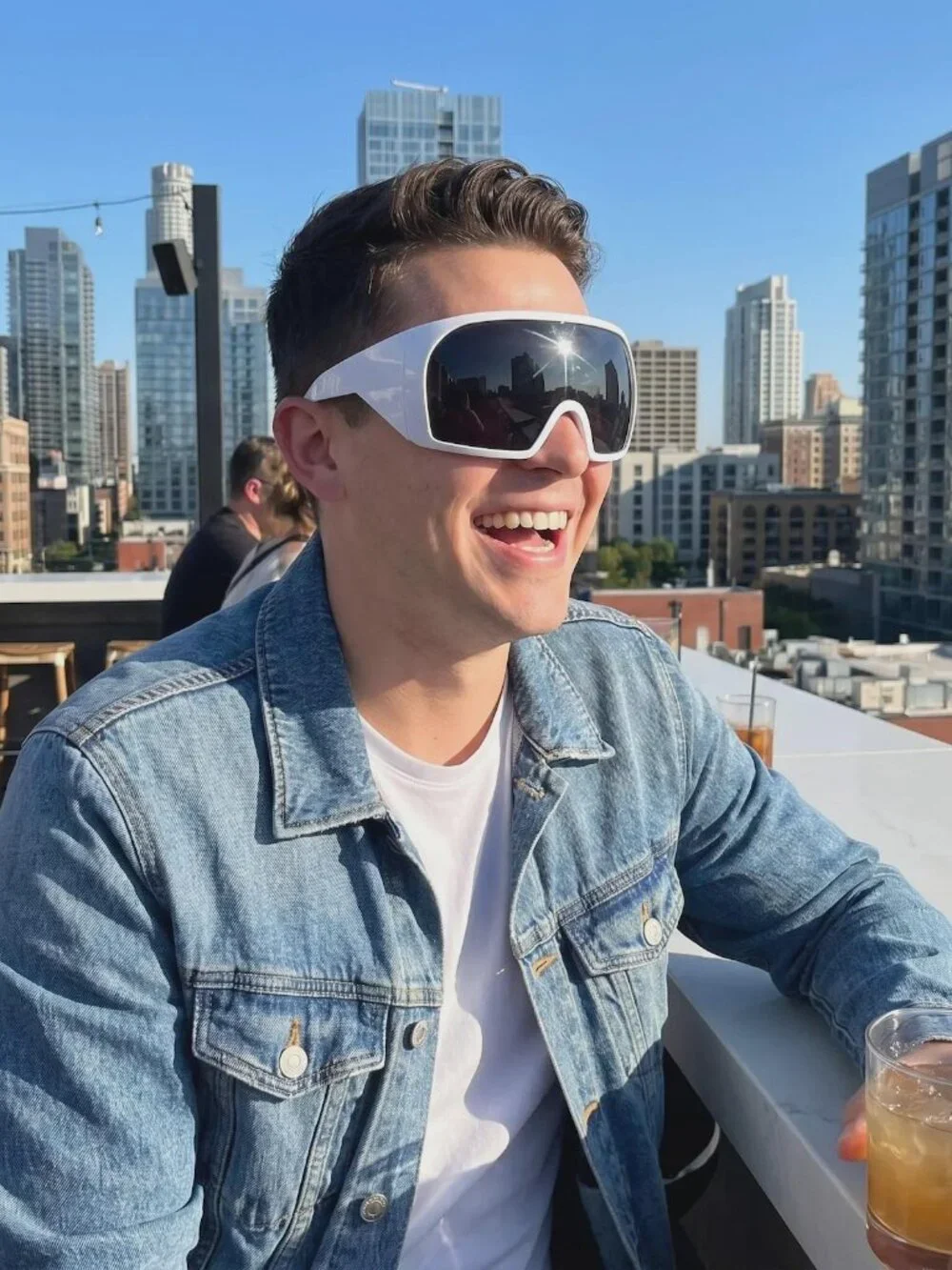 White Futuristic Oversized Shield Sunglasses